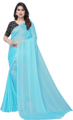 Divastri Self Design Bollywood Velvet, Chiffon Saree(Light Blue)