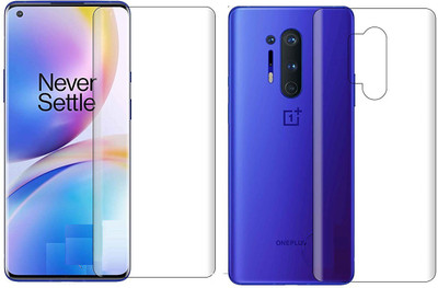 ELEF Front and Back Screen Guard for Oneplus 8 Pro Front Premium Tempered Glass Back Flexible 0.3mm Guard (Trink)(Pack of 2)