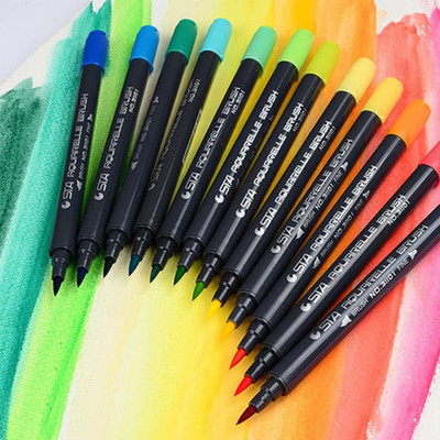 DaKos Brush Pens Dual Tip Nib Sketch Pens(Set of 12, Multicolor)