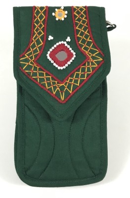 SriShopify Handicrafts Green Sling Bag Women Sling Smart Mobile Pouch Banjara Traditional Bag Cotton handmade Pouch(Small, Mirror, Beads and Thread Work Handcraft Purse)