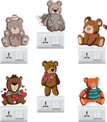 DivineDesigns 10 cm Little Teddy's Self Adhesive Sticker(Pack of 1)