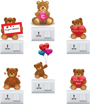 DivineDesigns 10 cm Teddy's Self Adhesive Sticker(Pack of 1)