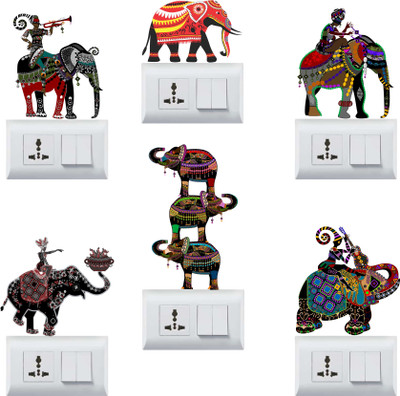 DivineDesigns 10 cm Elephants Self Adhesive Sticker(Pack of 1)