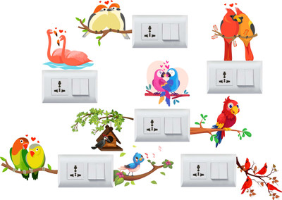 DivineDesigns 10 cm Colorful Birds Self Adhesive Sticker(Pack of 1)