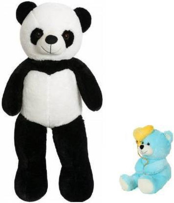 Dteddy Combo offer of 3 Feet Panda with 1 Blue Balloon Teddy - 90.00008 cm (Black)  - 90 cm(Black, Blue)