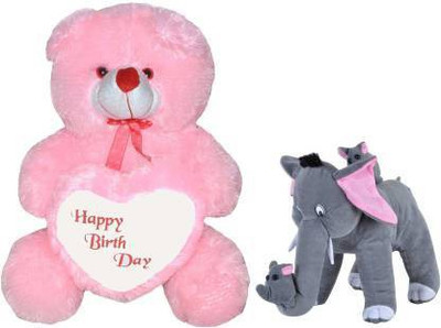 Dteddy Combo Beautiful Offer 2 Feet Cute Red Teddy Bear Happy Bear Birthday 26cm Cute CM mother Elephant -60.005 (pink - 60.0004 cm (Pink)  - 60 cm(Pink, Grey)