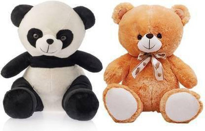 Dteddy Combo offer of 3 Feet Panda with 1 Blue Balloon Teddy - 90.00008 cm (Black)  - 60 cm(Black, Brown)