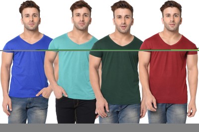 Adorbs Solid Men V Neck Green, Blue, Maroon T-Shirt