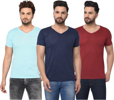 Unite Wear Solid Men V Neck Multicolor T-Shirt