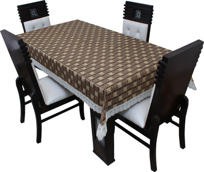 LITHARA Abstract 4 Seater Table Cover(Golden, Brown, Polyester)