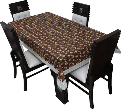 LITHARA Printed 4 Seater Table Cover(Brown, PVC)