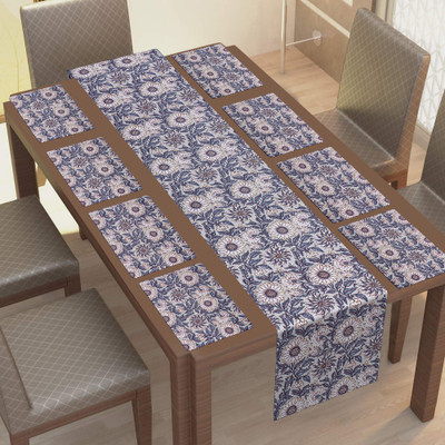 Texstylers Rectangular Pack of 9 Table Placemat(Grey, Cotton)