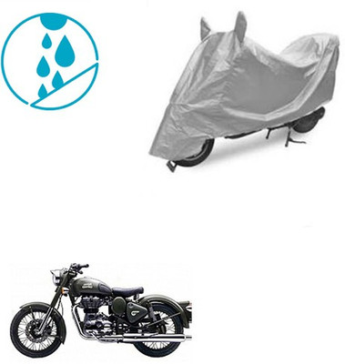 SRENTERPRISES Two Wheeler Cover for Royal Enfield(Battle Green, Silver)