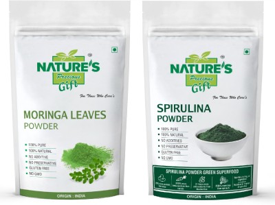 Nature's Precious Gift Moringa Powder & Spirulina Powder - 500 GM Each (Green Superfood Combo Pack) …(2 x 0.5 kg)