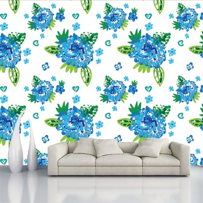 Print Panda Decorative Blue, White Wallpaper(228 cm x 40 cm)