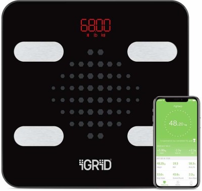 iGRiD Smart Body Fat Scale, Digital Bathroom Scale for Body Weight, BMI, and Weight Loss, Sync 13 Key Body Compositions and Other Fitness Apps, with FEELFIT App Weighing Scale(Black)
