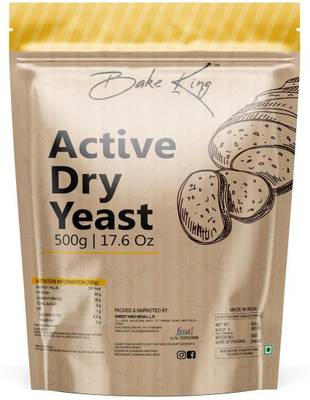 Bake King 500gm Instant Dry Yeast Powder, 500gm for Pizza Base Pantry, Pao, Bread, Cake, Naan, Bun Prime Active Dry Yeast Packet Yeast Powder
