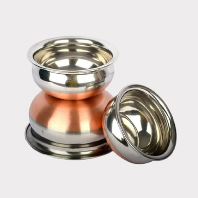 HM EVOTEK 3 Pic Steel Bottom Dinner Table Decorative Bowls Induction Bottom Non-Stick Coated Cookware Set(Stainless Steel, 3 - Piece)