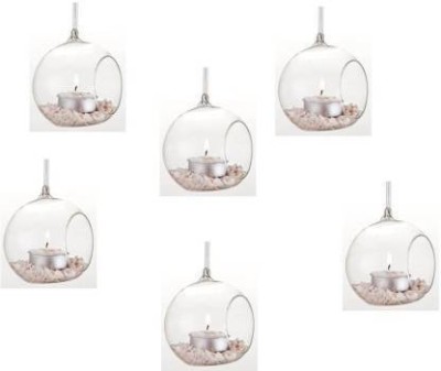 DONERIA Hanging Glass Globe Plant Terrariums - Glass Orbs Air Plants Tea Light Candle Holders Succulents Moss Miniature Garden Planters Home Decor Indoor Garden (8, Small) Glass 6 - Cup Tealight Holder Set(White, Pack of 6)