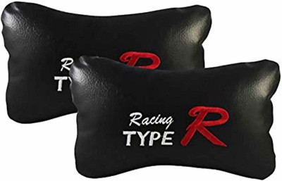 JAINFAM Black Leather Car Pillow Cushion for Universal For Car(Rectangular, Pack of 2)