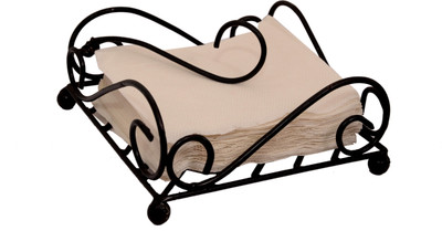 manzees 1 Compartments Wrought Iron Napkin Tissue Holder(Black)