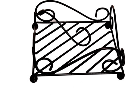 manzees 1 Compartments Wrought Iron Napkin Tissue Holder(Black)