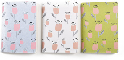 Bluecat Handmade A6 Journal Unruled, Dots, Grid 60 Pages(Green, White, Blue, Pack of 3)