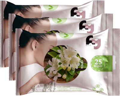 BOLDNYOUNG Cleansing and Makeup Remover Wipes(75 Tissues)