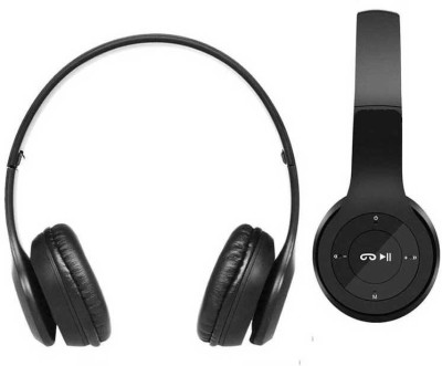SURYAKUSH P47 Wireless Bluetooth Headphones 5.0+EDR with Volume Control, HD Sound and Bass Bluetooth & Wired Headset(Black, True Wireless)
