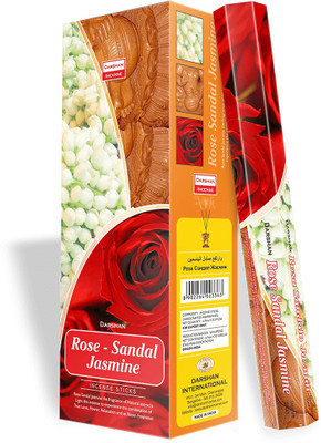 Darshan Rose Sandal Jasmine Incense Stick Rose Sandal Jasmine(20 Units, Set of 6)