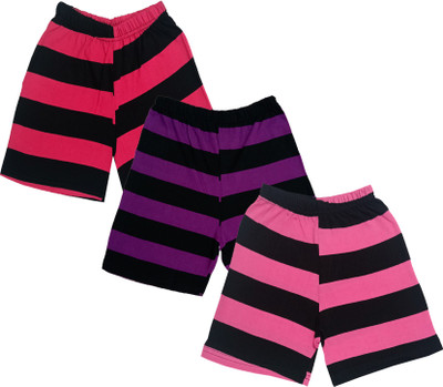 Indistar Short For Boys & Girls Casual Striped Cotton Blend(Multicolor, Pack of 3)