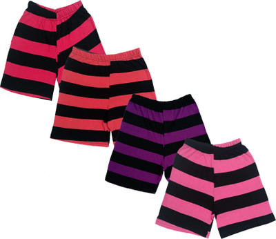 KAYU Short For Boys & Girls Casual Striped Cotton Blend(Multicolor, Pack of 4)