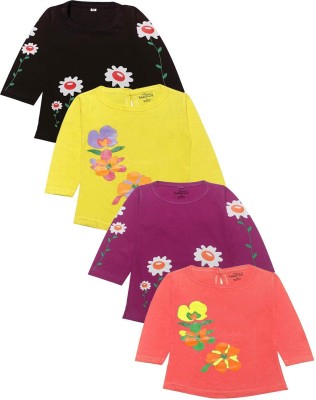babeezworld Baby Girls Casual Cotton Blend Knit Top(Multicolor, Pack of 4)