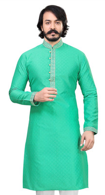 Kunj Creation Men Solid Straight Kurta(Light Blue)