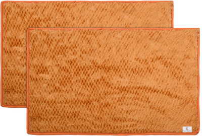 KUBER INDUSTRIES Microfiber Door Mat(Orange, Free, Pack of 2)