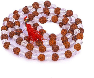 LETNIX Rudraksha Sphatik Mala 108+1 Beads Necklace Crystal Crystal Chain Set Wood, Crystal Chain