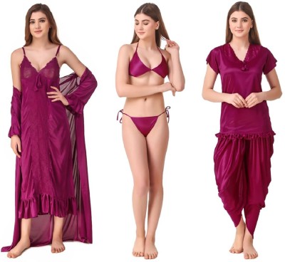 Reposey Women Nighty Set(Purple)