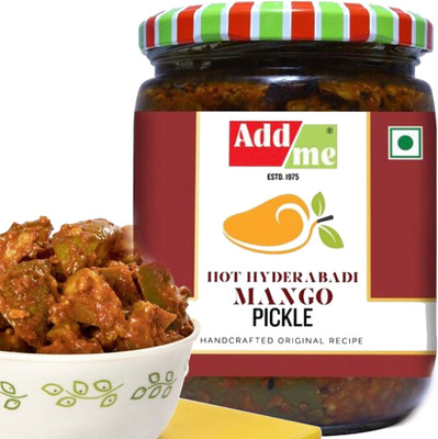 Add me Hot Mango Pickles with Garlic & Ginger 500gm Aam ka Achar Lahsun Lassan Adrak Mango Pickle(500 g)