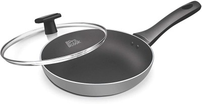 MILTON Pro Cook Black Pearl Induction Fry Pan with Glass Lid, 24 cm Fry Pan 24 cm diameter with Lid 1.8 L capacity(Aluminium, Non-stick, Induction Bottom)
