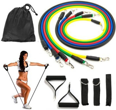 Shopeleven Exercise Toning and Resistance Tubes Set (5-Level Resistance Ropes) toning tube Resistance Tube(Multicolor)