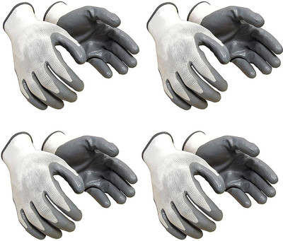 RBGIIT 4 Pair White Reusable Washable Cut Resistance Hand Safis Anti Cut Hand Gloves Care PVC coated Nylon Safety Gloves Frontier Combo of Knife Cut Resistant Hand Safety Glove Nylon  Safety Gloves(Pack of 4)
