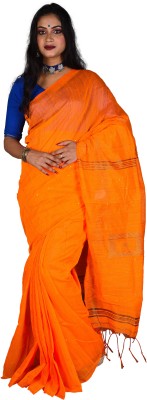 SUSHRITA BOUTIQUE Woven Handloom Cotton Silk Saree(Orange)