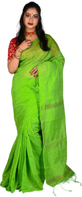 SUSHRITA BOUTIQUE Woven Handloom Cotton Silk Saree(Green)