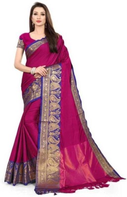 SHARIRI Paisley Dharmavaram Cotton Silk Saree(Pink)