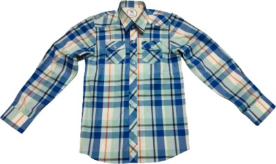 Cut & Stitch FASHION STUDIO Boys Checkered Casual Blue Shirt