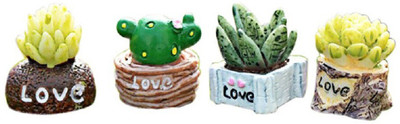 P s retail Mini Artificial Cactus Plant Showpiece - 4 pcs/Set Decorative Showpiece  -  2.2 cm(Polyresin, Multicolor)