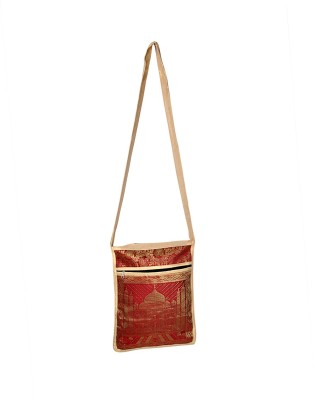 Lal Haveli Maroon, Gold Sling Bag women bag