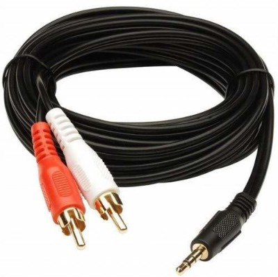 ULTRABYTES  TV-out Cable Audio Video 2RCA Stereo Cables with 3.5mm Aux Jack for Home Theaters, Music Players, Set-up Boxes, DVD Players, Speakers and LCD/LED TVs.(Black, For Home Theater, 1.5 m)