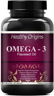 Healthy Origins Flax Seed Oil Capsules | Flax Seed Capsule | Omega 3 Pro(60 No)