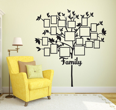 WALLSTICK 91.44 cm CRAZY FAMILY MEMORY PHOTO FRAME TREE STICKER Self Adhesive Sticker(Pack of 1)